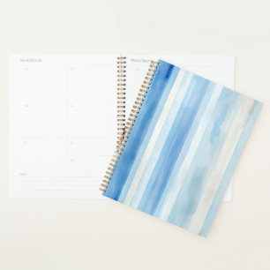 Santorini Blue White Stripes Planner