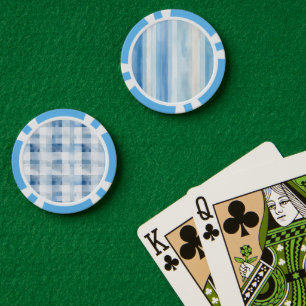 Santorini Blue White Stripes Poker Chips