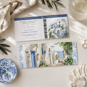 Santorini Boarding Pass Save the Date Raffle Tickets