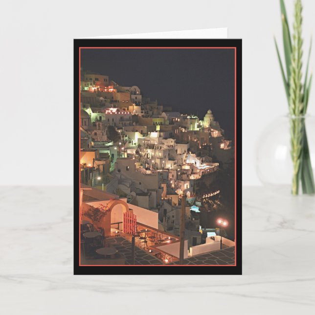 Santorini by night   (blank inside) card (Front)
