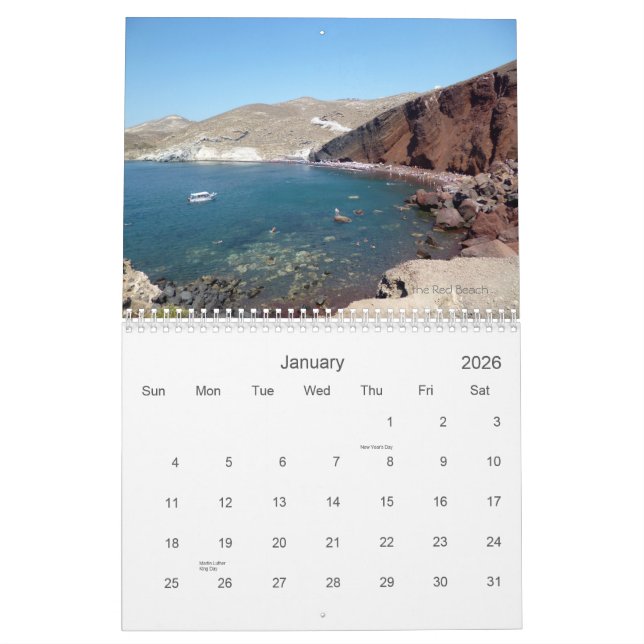 Santorini Calendar 2013 (Jan 2026)