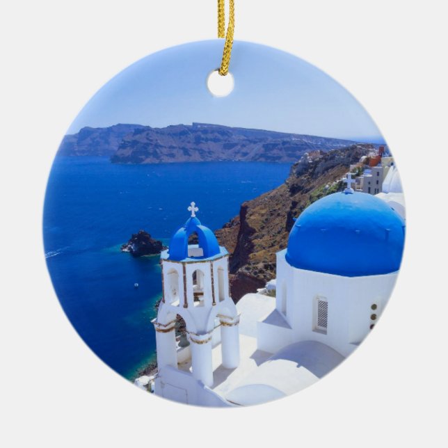 Santorini Ceramic Ornament (Front)
