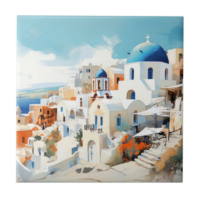 Santorini Ceramic Tile (Front)