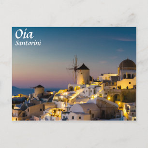 Santorini - Cityscape of Oia at sunset postcard