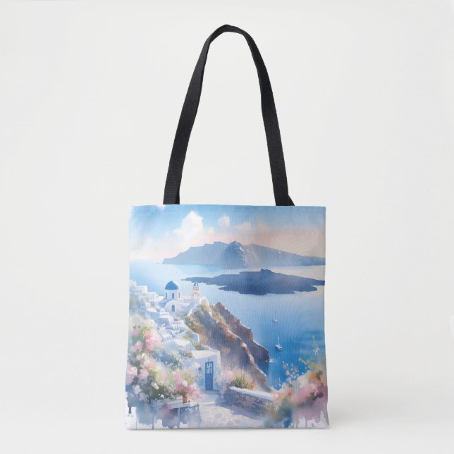 Santorini Classic Blue Wedding Anniversary  Tote Bag (Front)