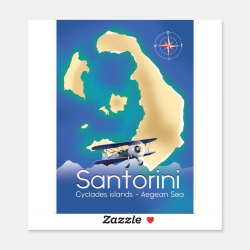 Santorini Cyclades islands Aegean Sea map Sticker