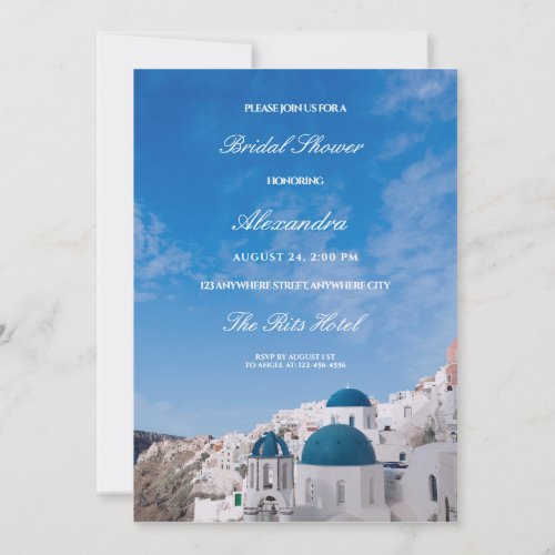 Santorini Destination Bridal Shower  Invitation