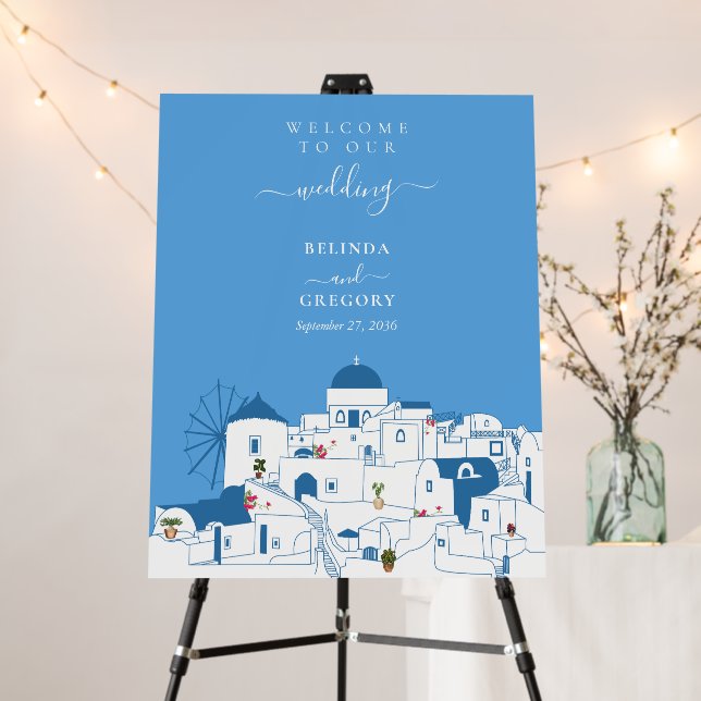 Santorini Destination Greek Island Wedding  Foam Board (In Situ (Stand))