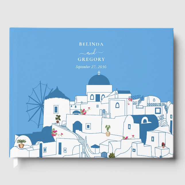 Santorini Destination Greek Island Wedding  Guest Book (Front)