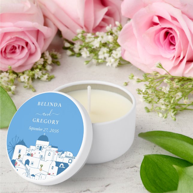 Santorini Destination Greek Island Wedding  Mini Candle Favors (Insitu (Wedding))