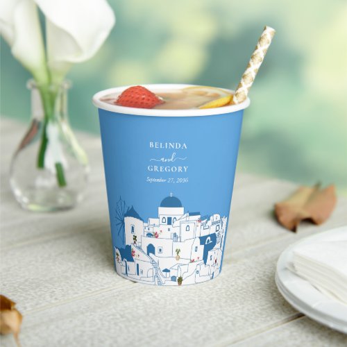 Santorini Destination Greek Island Wedding  Paper Cups