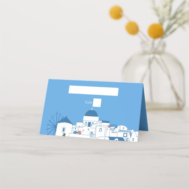 Santorini Destination Greek Island Wedding  Place Card (Front)