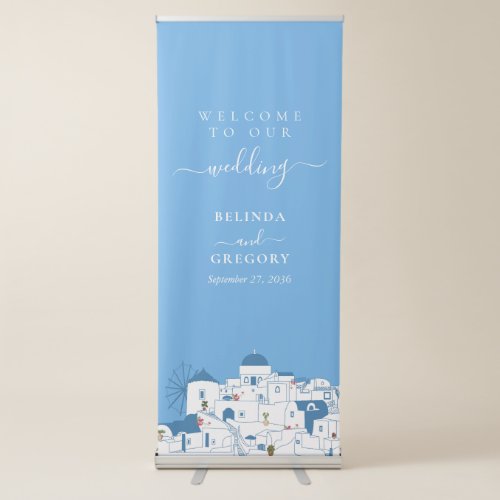 Santorini Destination Greek Island Wedding  Retractable Banner