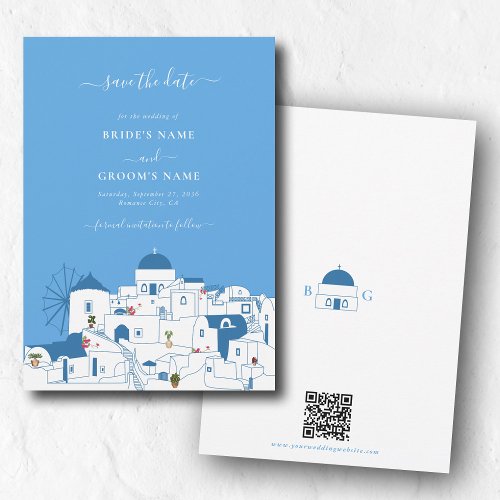 Santorini Destination Greek Island Wedding  Save The Date