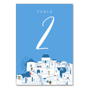 Santorini Destination Greek Island Wedding Table Number