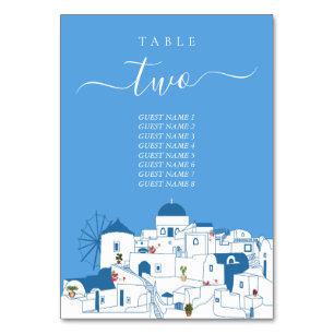 Santorini Destination Greek Island Wedding Table Number