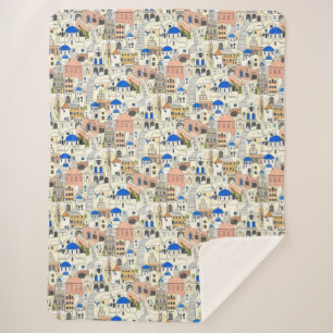 Santorini dreams sherpa blanket