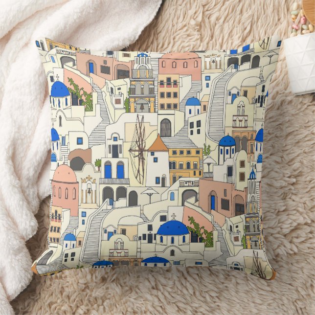 Santorini dreams throw pillow (Blanket)