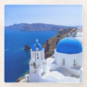 Santorini Glass Coaster