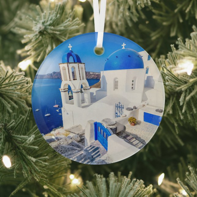 Santorini  glass ornament (Insitu)