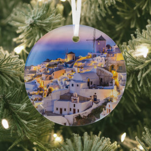 Santorini glass ornament