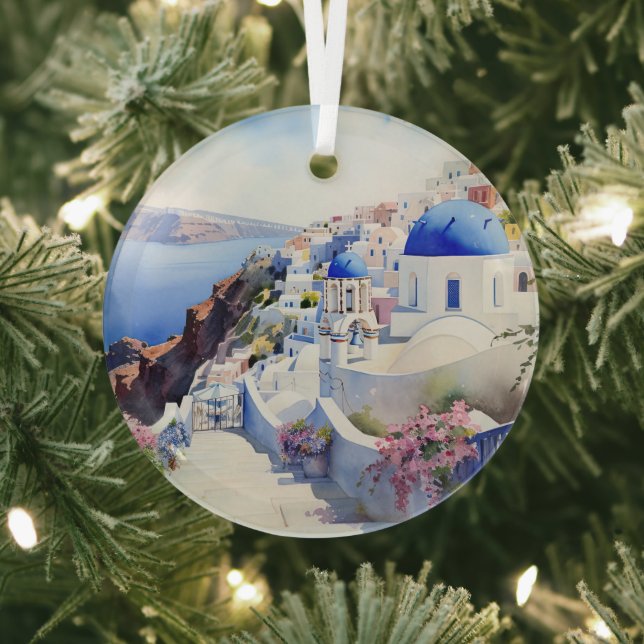 Santorini  glass ornament (Insitu)