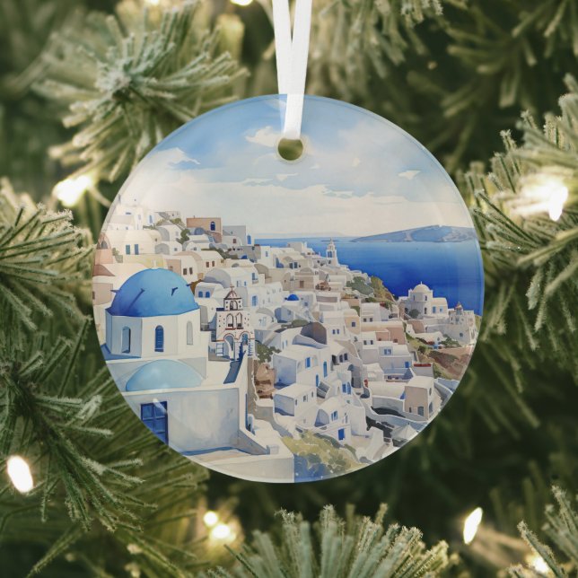 Santorini  glass ornament (Insitu)