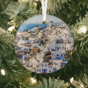 Santorini glass ornament