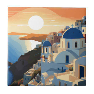SANTORINI GREECE #1 CERAMIC TILE