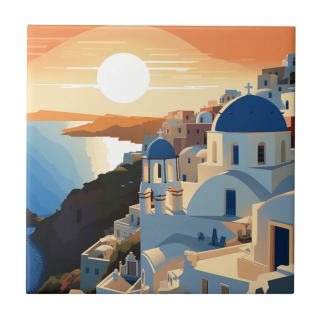 SANTORINI GREECE #1 CERAMIC TILE (Front)