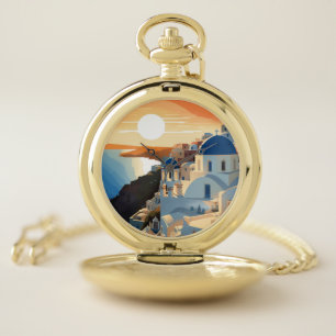 SANTORINI GREECE #1 POCKET WATCH