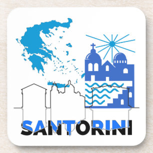 Santorini Greece.b Beverage Coaster