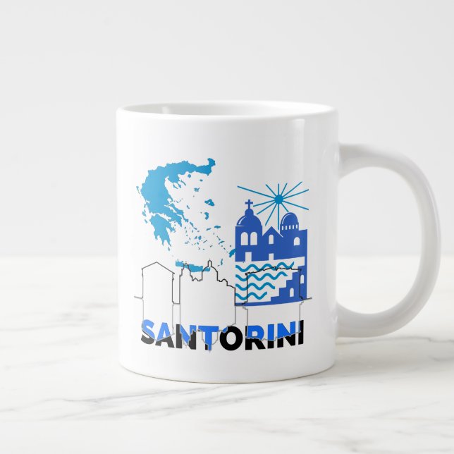 Santorini Greece.b Giant Coffee Mug (Right)