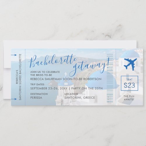 Santorini Greece Bachelorette Party Weekend  Invitation