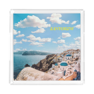 Santorini, Greece Beach House Acrylic Tray