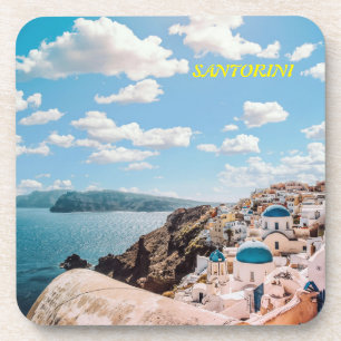 Santorini, Greece Beach House Beverage Coaster