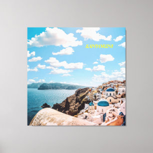 Santorini, Greece Beach House Canvas Print
