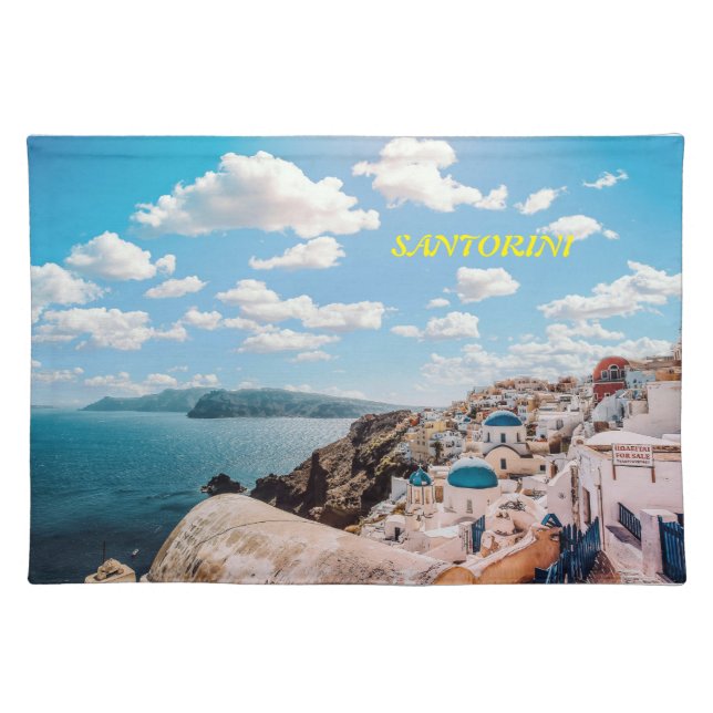 Santorini, Greece Beach House Cloth Placemat (Front)