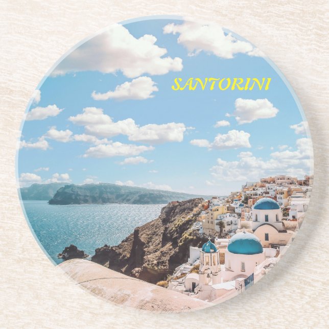 Santorini, Greece Beach House Coaster (Front)