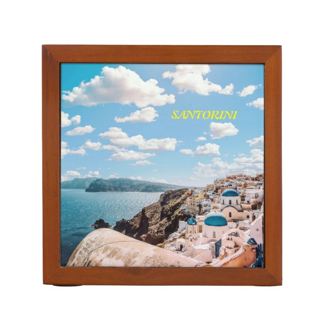 Santorini, Greece Beach House Desk Organizer (Front)