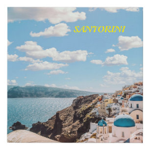 Santorini, Greece Beach House Faux Canvas Print