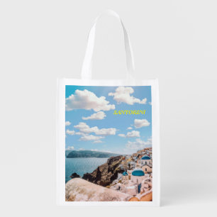 Santorini, Greece Beach House Grocery Bag