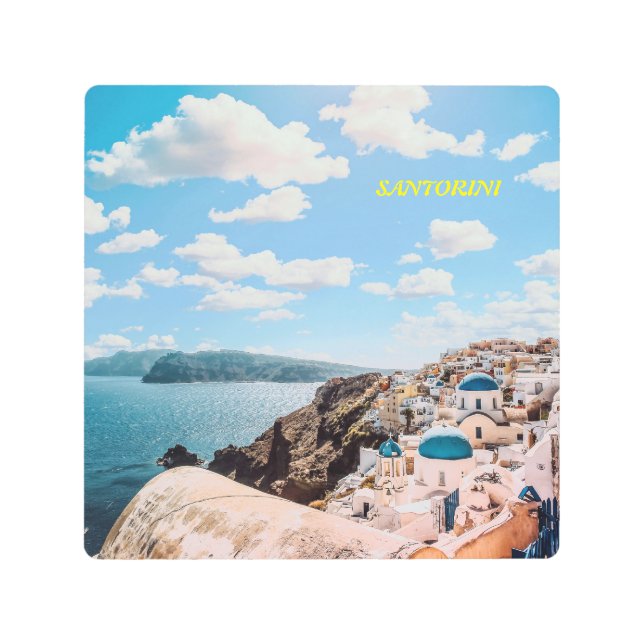 Santorini, Greece Beach House Metal Print (Front)