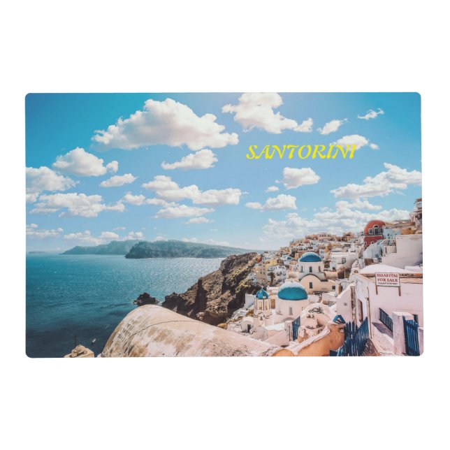 Santorini, Greece Beach House Placemat (Front)
