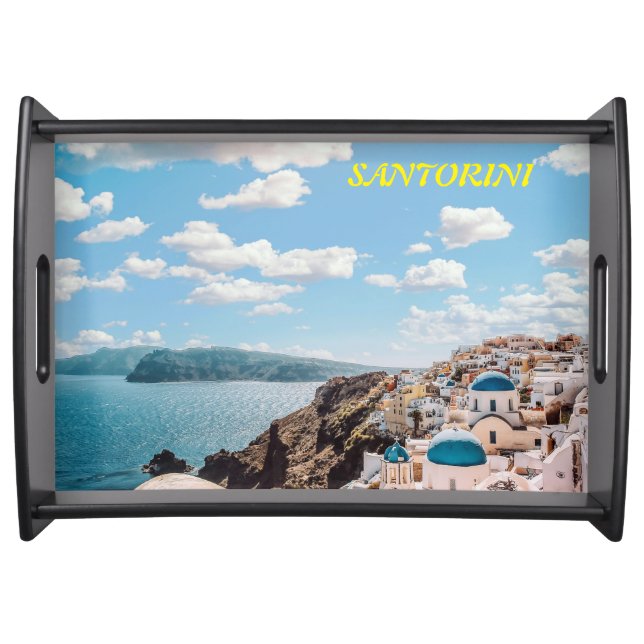 Santorini, Greece Beach House Serving Tray (Front)