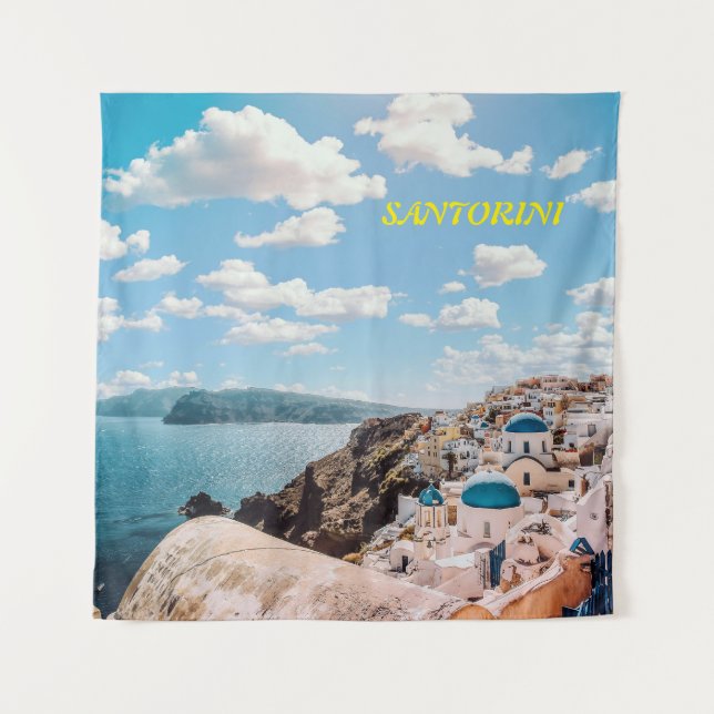 Santorini, Greece Beach House Tapestry (Front)