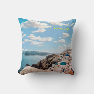 Santorini, Greece Beach House Throw Pillow