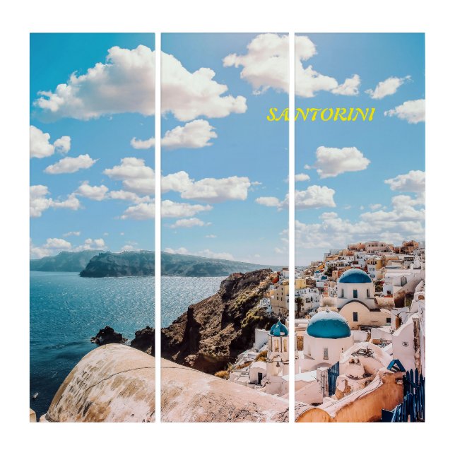Santorini, Greece Beach House Triptych (Front)