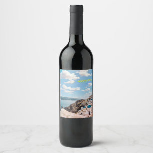 Santorini, Greece Beach House Wine Label