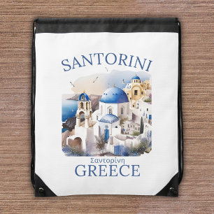 Santorini Greece Beautiful Paradise Drawstring Bag